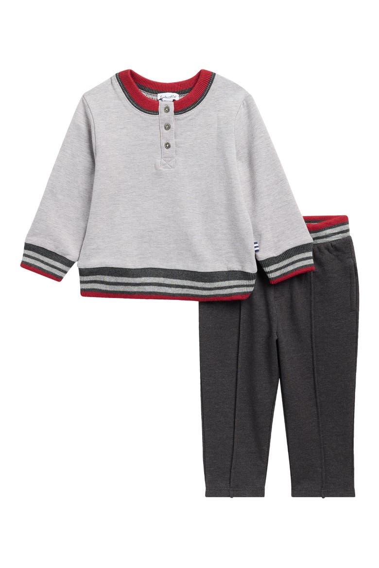 Sporty Henley & Pants Set, Main, color, HEATHER GREY
