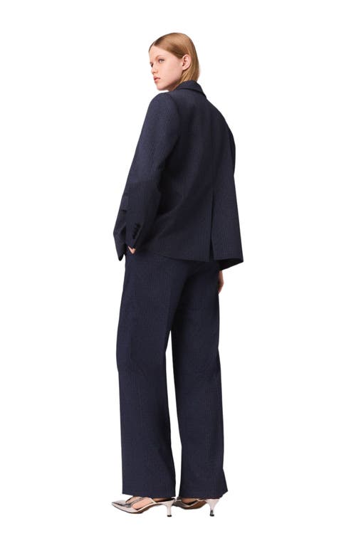 Maje Structured Rhinestone Suit Blazer In Black
