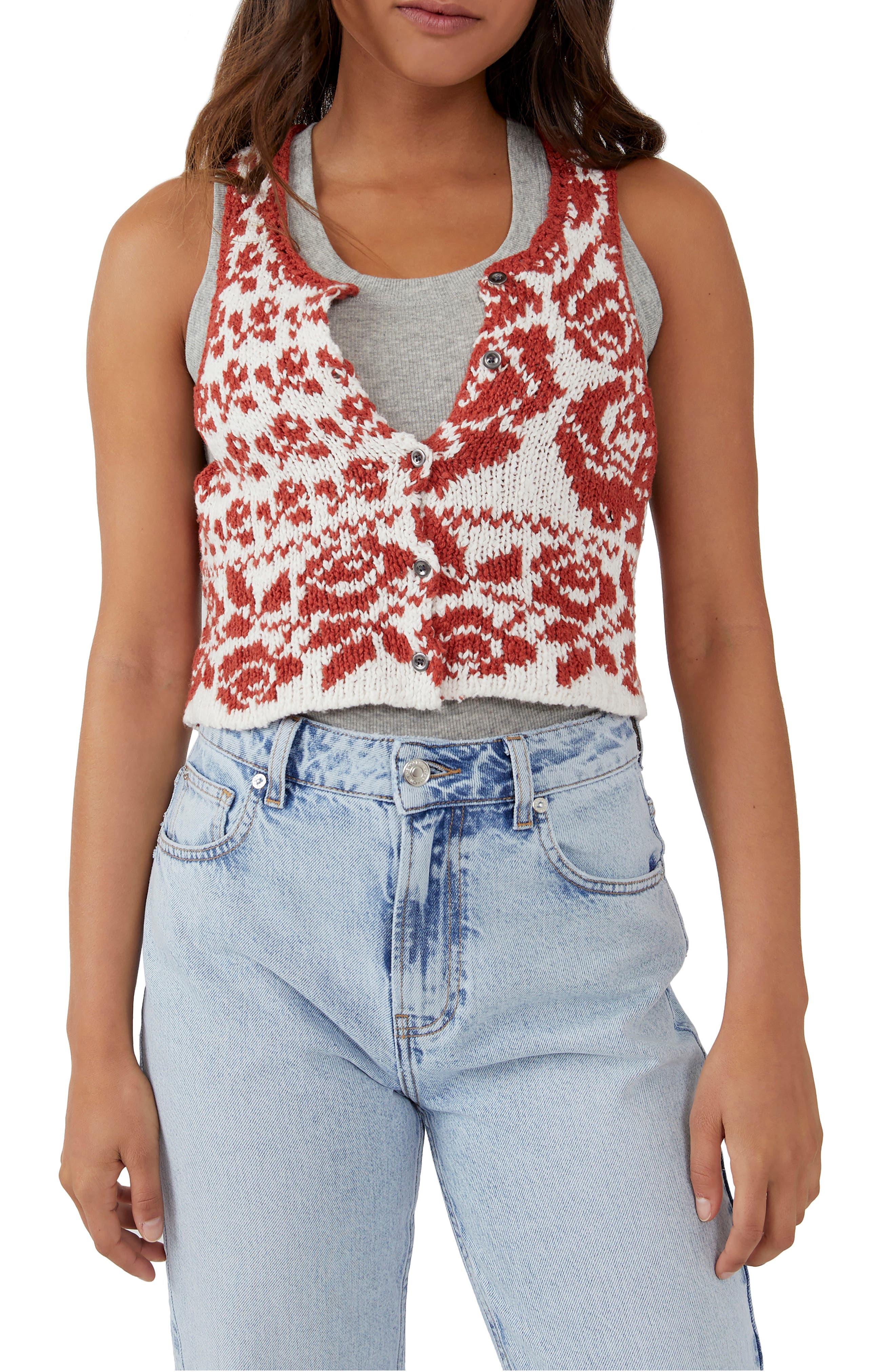 Free People Rosie Crop Sweater Tank