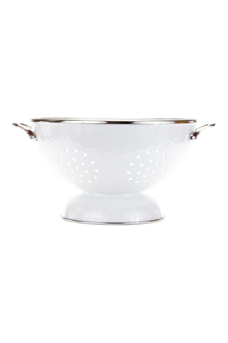 Enamelware 2-Quart Colander, Main, color, SOLID WHITE