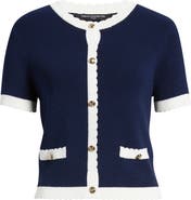 French Connection Bennet Short Sleeve Rib Cardigan