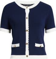 French Connection Bennet Short Sleeve Rib Cardigan