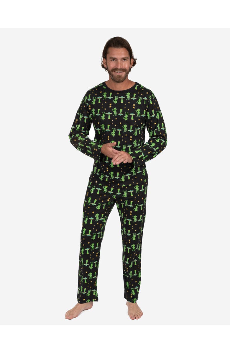 Leveret Men's Loose Fit Cotton Matching Family Pajamas, Fun & Character Themes, Main, color, Alien