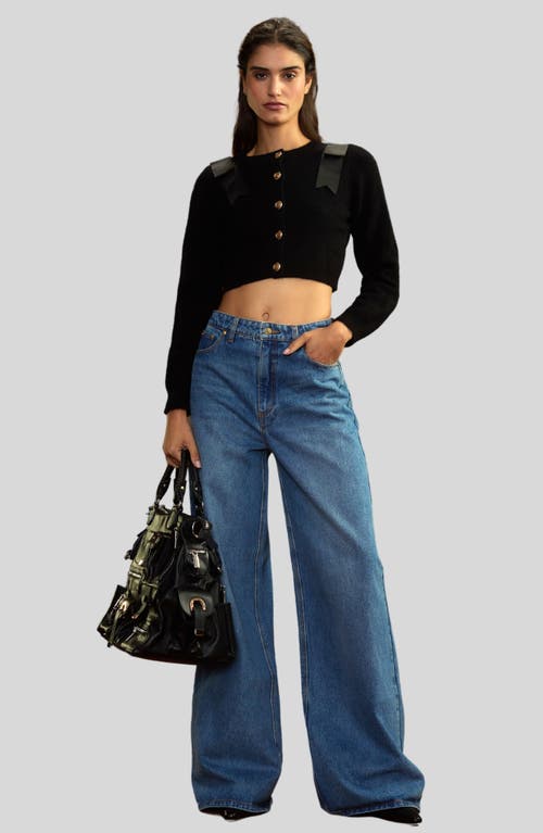 Cynthia Rowley Ivy Cropped Wool Cardigan In Black