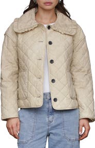 Avec Les Filles Ruffle Collar Quilted Jacket