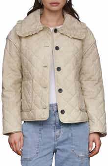 Avec Les Filles Ruffle Collar Quilted Jacket