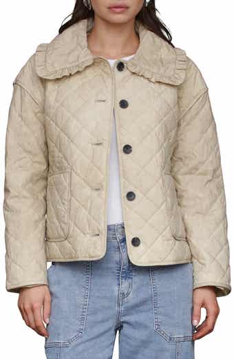Avec Les Filles Ruffle Collar Quilted Jacket
