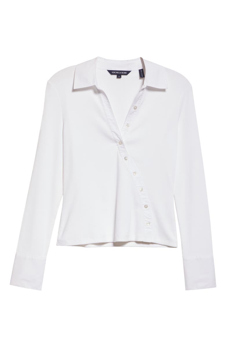 Veronica Beard Brenner Stretch Cotton Rib Top, Alternate, color, White