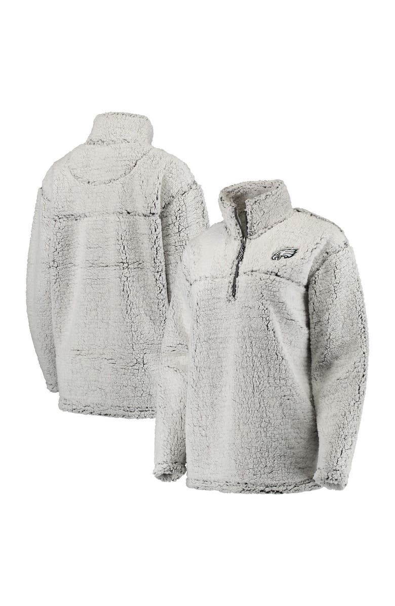 G-III 4HER BY CARL BANKS Women's Gray Philadelphia Eagles Sherpa Quarter-Zip Pullover Jacket, Main, color, Gray