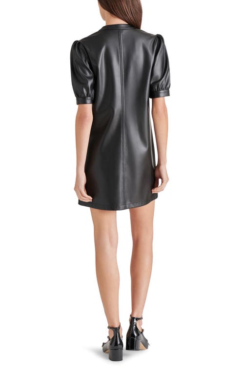 Bb Dakota By Steve Madden Faux Leather Split Neck Shift Dress In Black