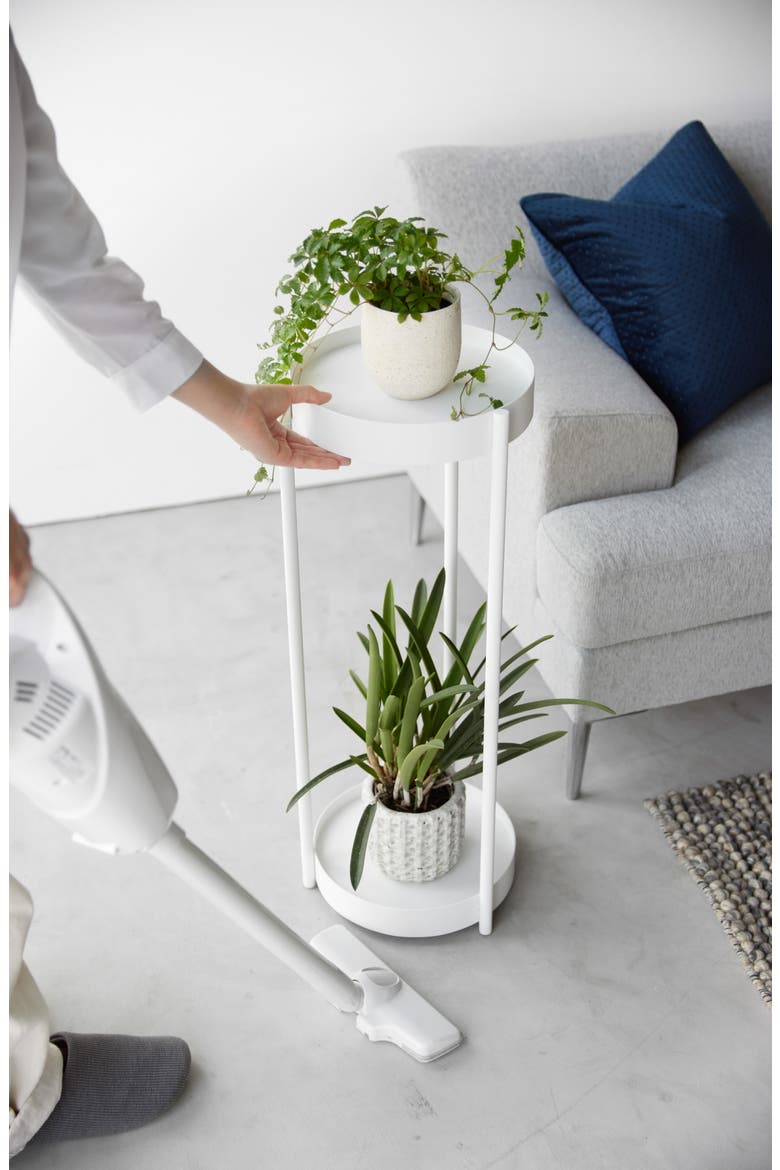 Rolling Two-Tier Plant Stand, Alternate, color, WHITE