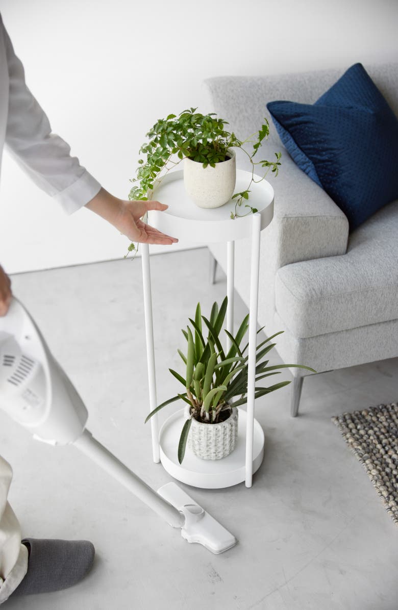 Yamazaki Rolling Two-Tier Plant Stand, Alternate, color, White