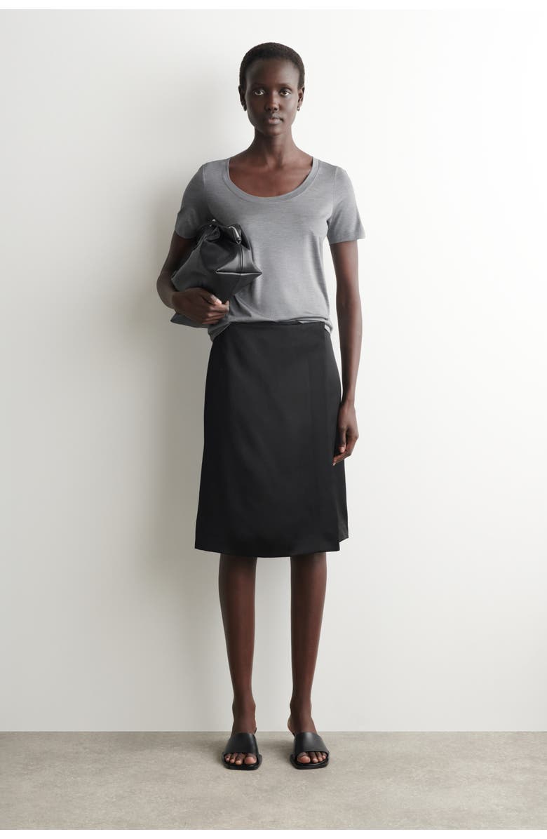 COS Slim Silk T-Shirt, Alternate, color, Gray Mélange