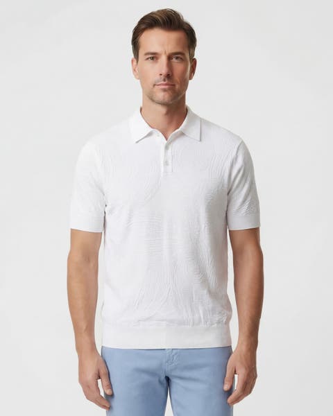 Mens Jacquard Linen Cotton Polo