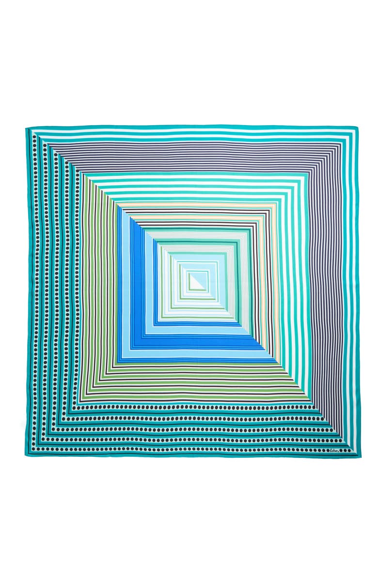 Echo Stripe Vortex Silk Square Scarf, Alternate, color, Hawaiian Ocean
