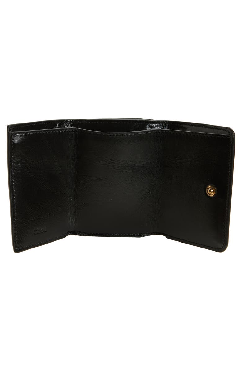 Chloé Mini Chloé Iconic Shiny Leather Trifold Wallet, Alternate, color, 001 Black
