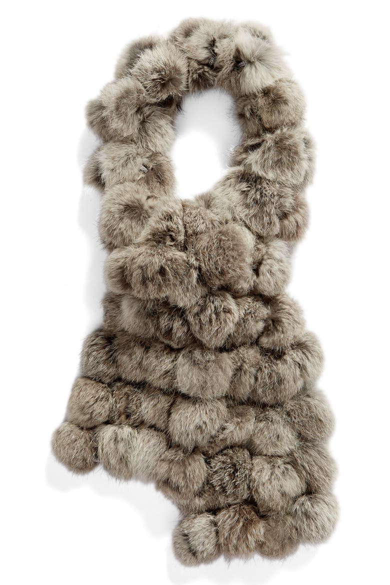 Genuine Rabbit Fur Scarf, Main, color, GREY