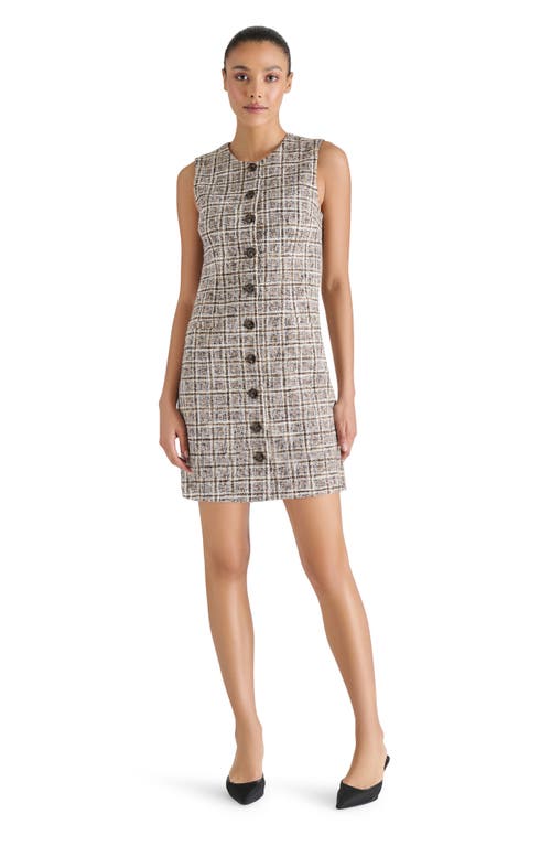 Steve Madden Elsa Windowpane Tweed Minidress In Gray