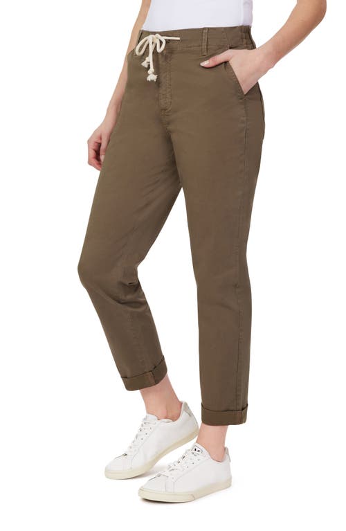 Kensie Rolled Hem Drawstring Girlfriend Pants In Green