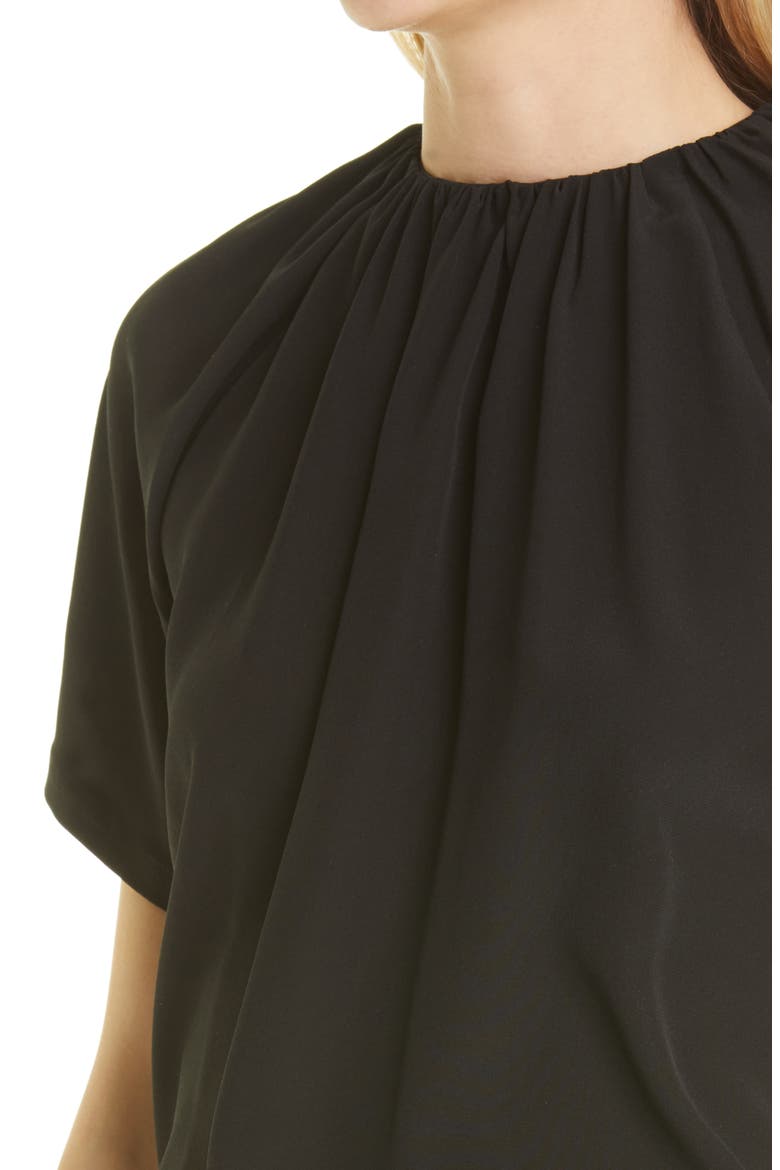 Spezie Gathered Neck Jersey Top, Alternate, color, BLACK