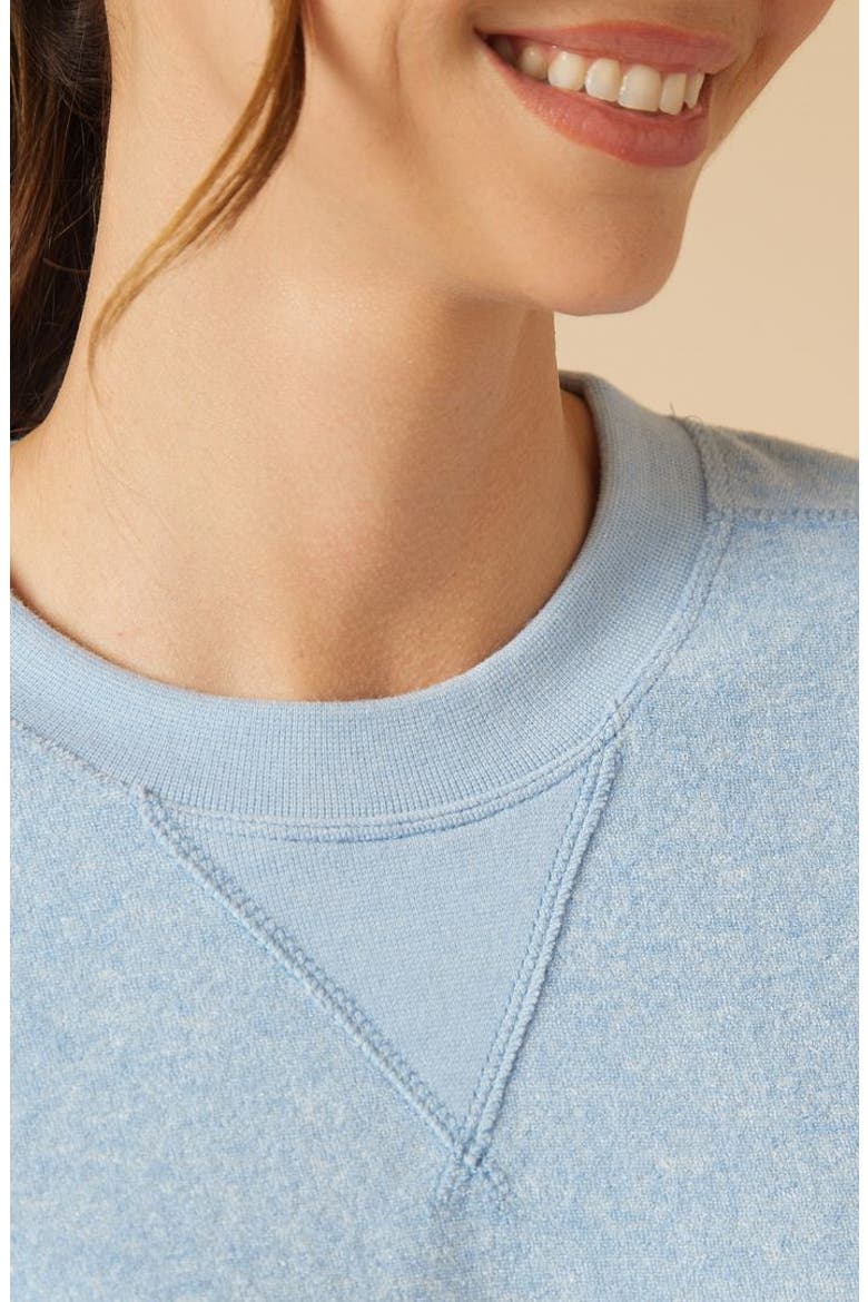Terry Cropped Sleeve Crew Neck with Wide Leg Pant, Alternate, color, Heather Sky Blue