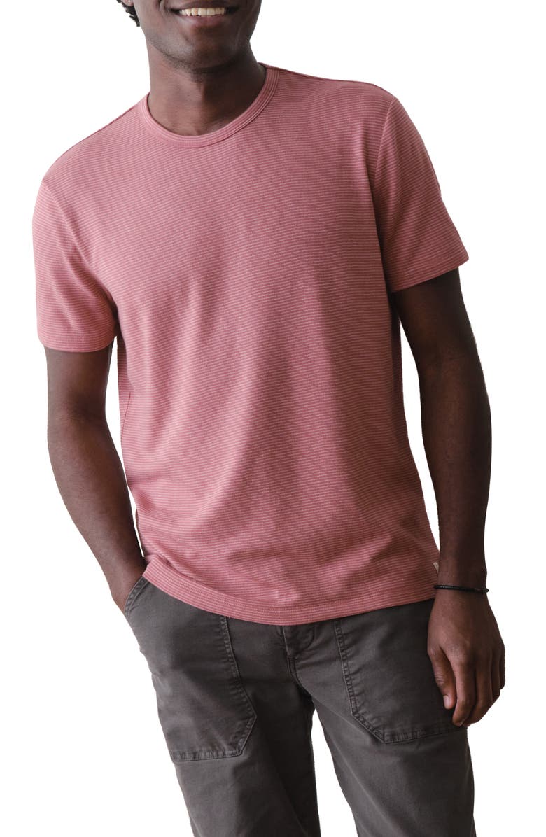 Marine Layer Signature Jacquard Crewneck T-Shirt, Main, color, Withered Rose