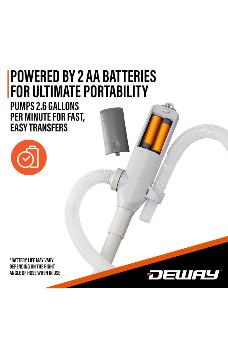 DEWAY Automatic Fuel Transfer Pump with Auto-Stop & Beep, AA Battery Powered, 39" Hose, 2.4 GPM, Alternate, color,