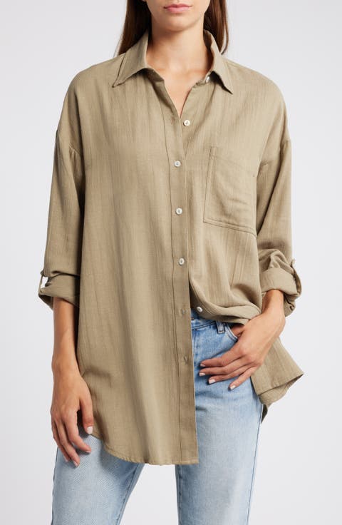 Premium Linen Button-Up Blouse