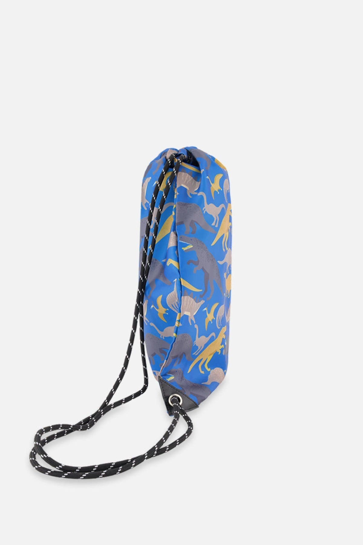 Deux par Deux Dinosaur Playful Lightweight Durable Drawstring Bag, Alternate, color, Blue Dinosaur Print