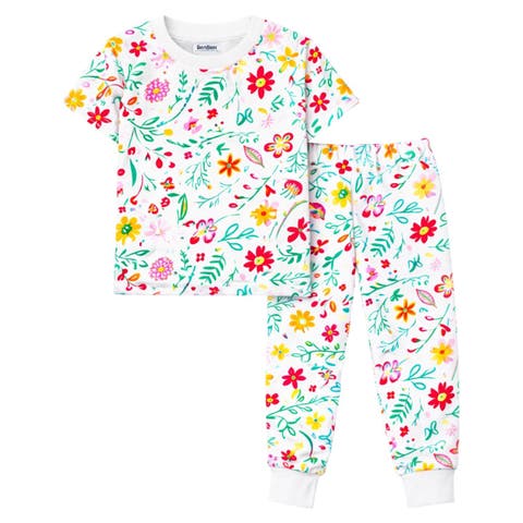 Kids Toddler Girls Short Sleeve Pajamas Set Snug Fit Soft & Stylish Cozy Comfortable Sleepwear Sets