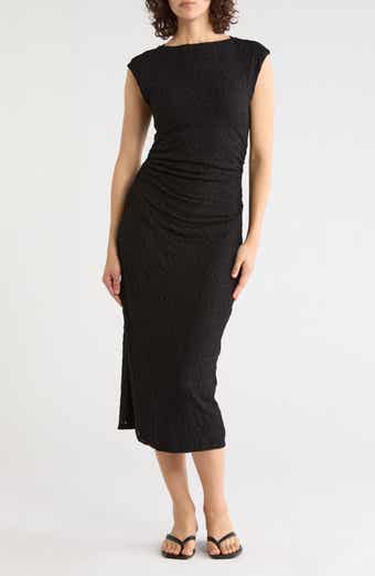 Ruched Lace Midi Dress