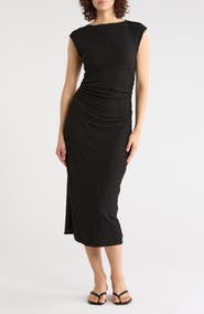 NORDSTROM RACK Ruched Lace Midi Dress