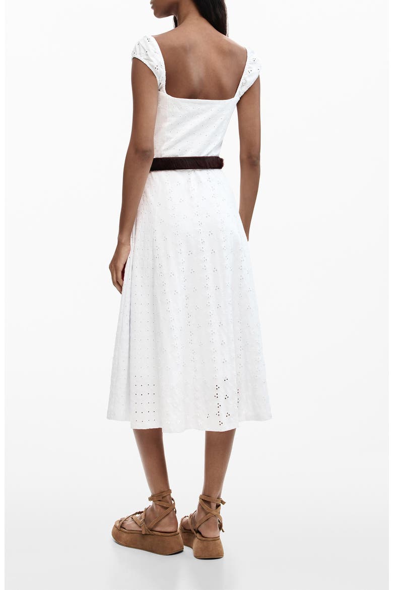 Cotton Eyelet Midi Dress, Alternate, color, WHITE