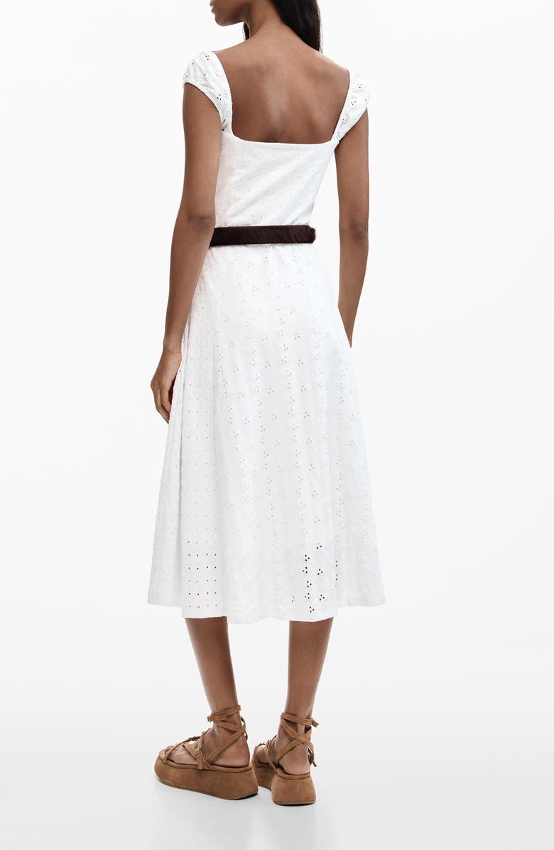 Desigual Cotton Eyelet Midi Dress, Alternate, color,