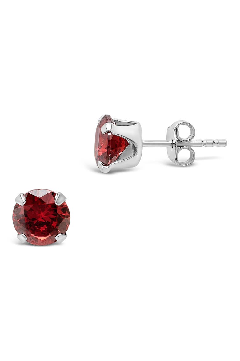Sterling Silver Cubic Zirconia Stud Earrings, Main, color, GARNET
