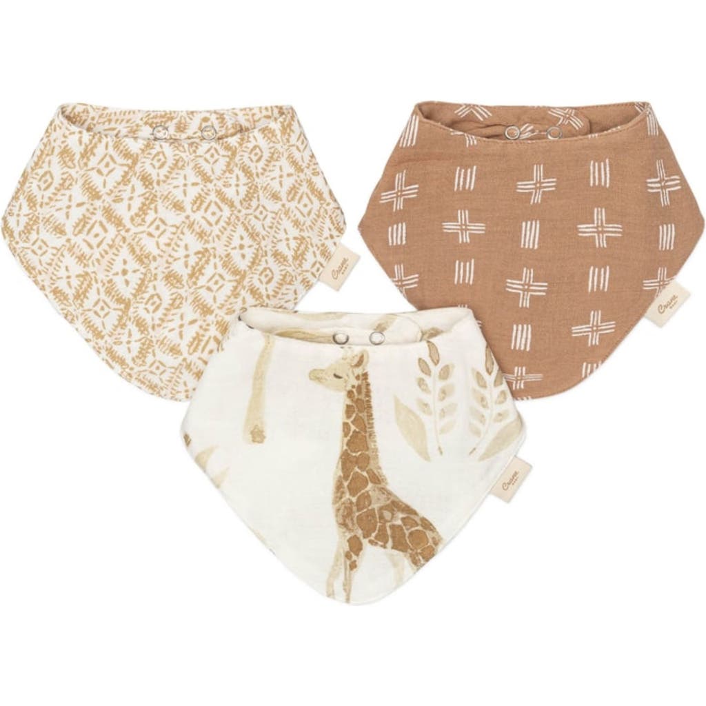 CRANE BABY 3-Pack Cotton Muslin Bandana Baby Bibs in Beige Multi  product