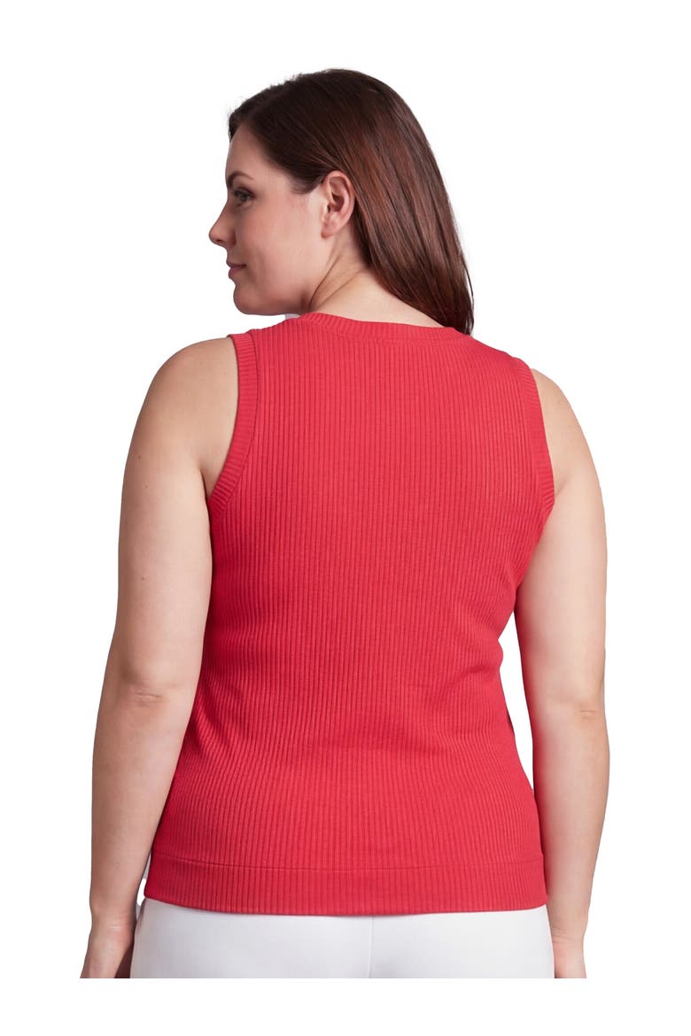 Curvy Basic Ribbed Knit Round Neck Sleeveless Tank Top, Alternate, color, Fuchsia