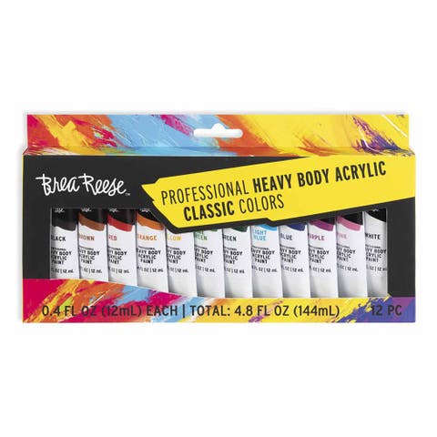 Professional Heavy Body Acrylic Paint Set 12 Tubes