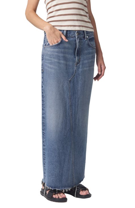 Circolo Reworked Denim Maxi Skirt