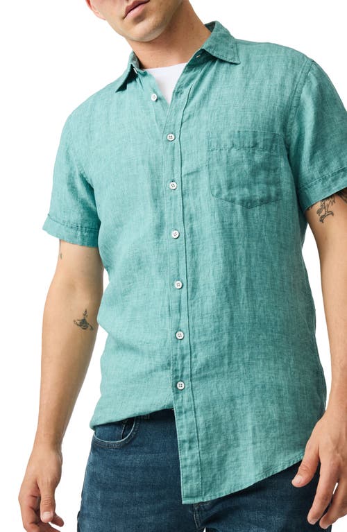 Rodd & Gunn Palm Beach Sports Fit Short Sleeve Linen Button-up Shirt In Green