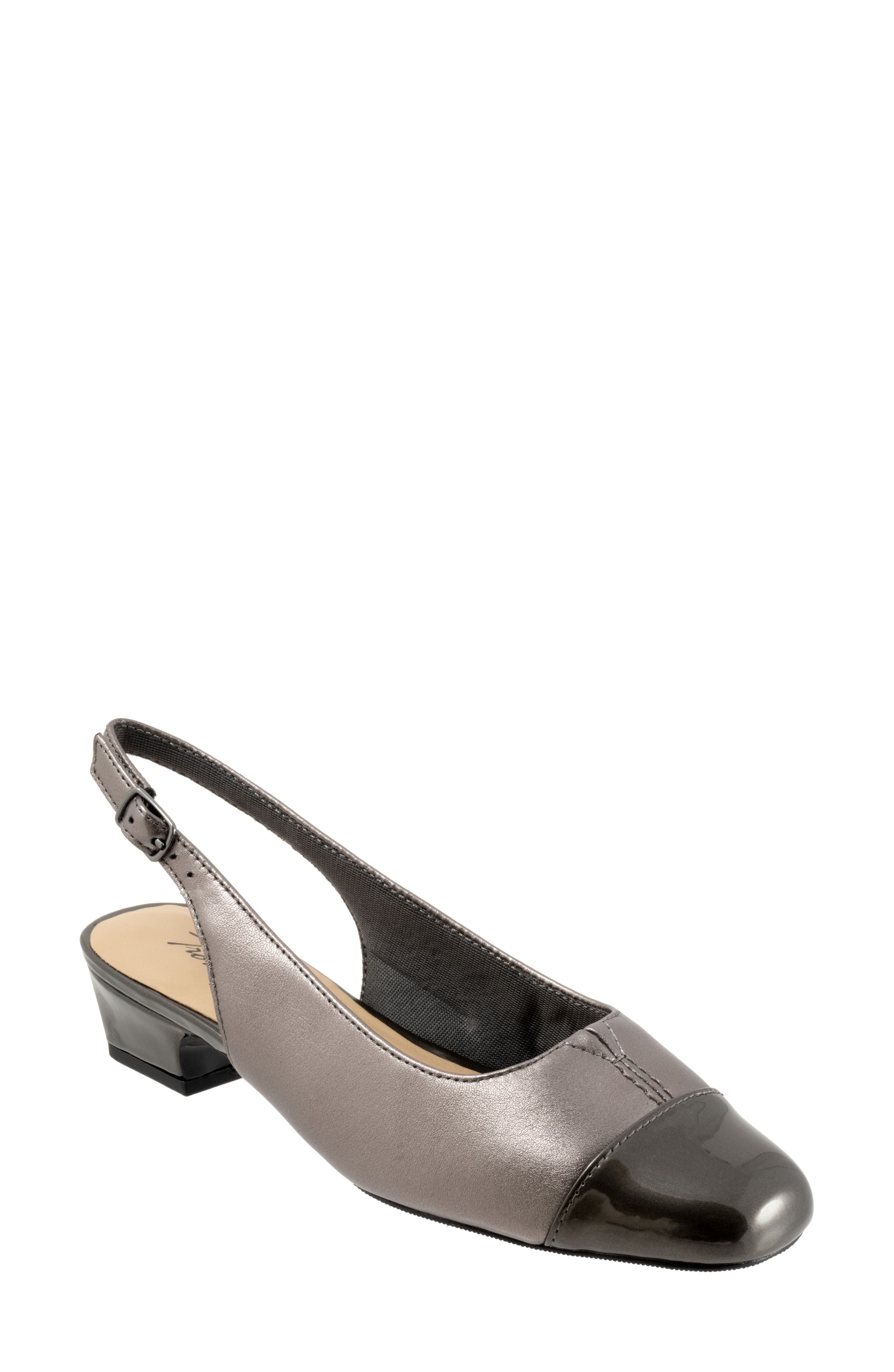 Trotters Dea Cap Toe Slingback Pump, Main, color, Pewter
