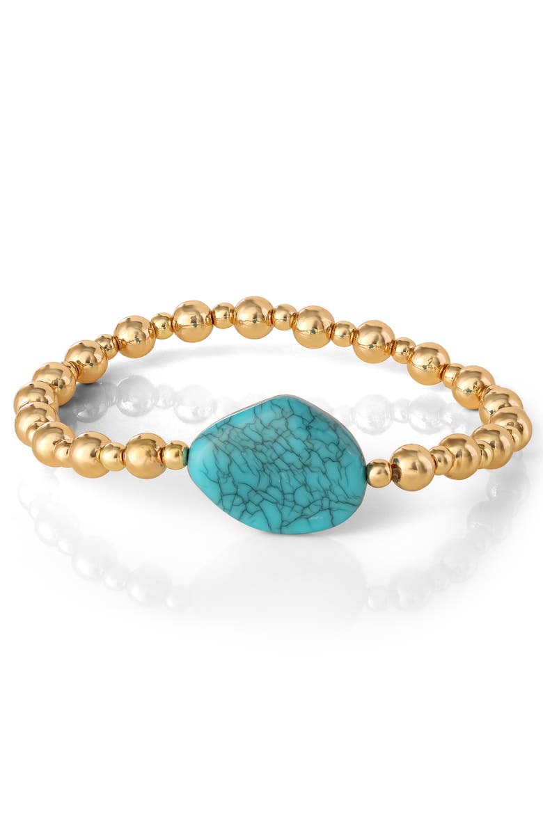 Jessica Simpson 3-Piece Beaded Stretch Bracelet Set, Alternate, color, Gold, Turquoise