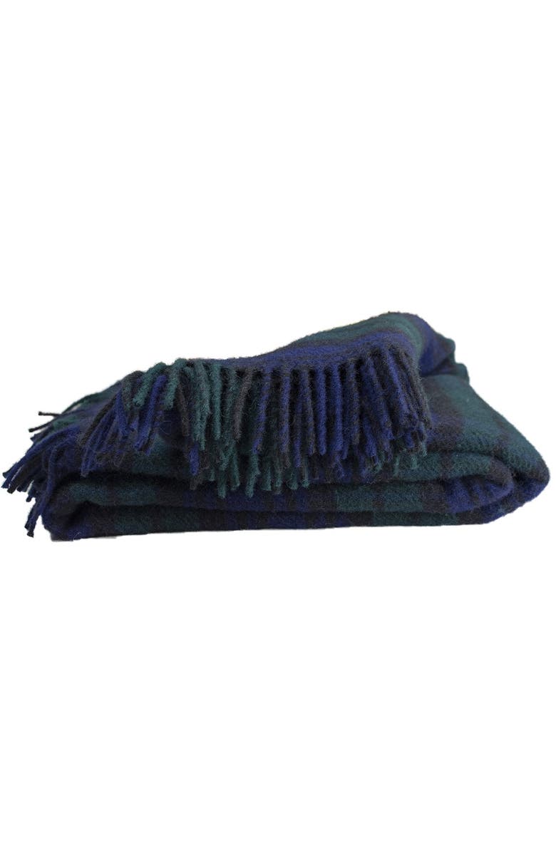 Prince of Scots Highland Tweeds Pure New Wool Fluffy Throw, Alternate, color, Black Watch