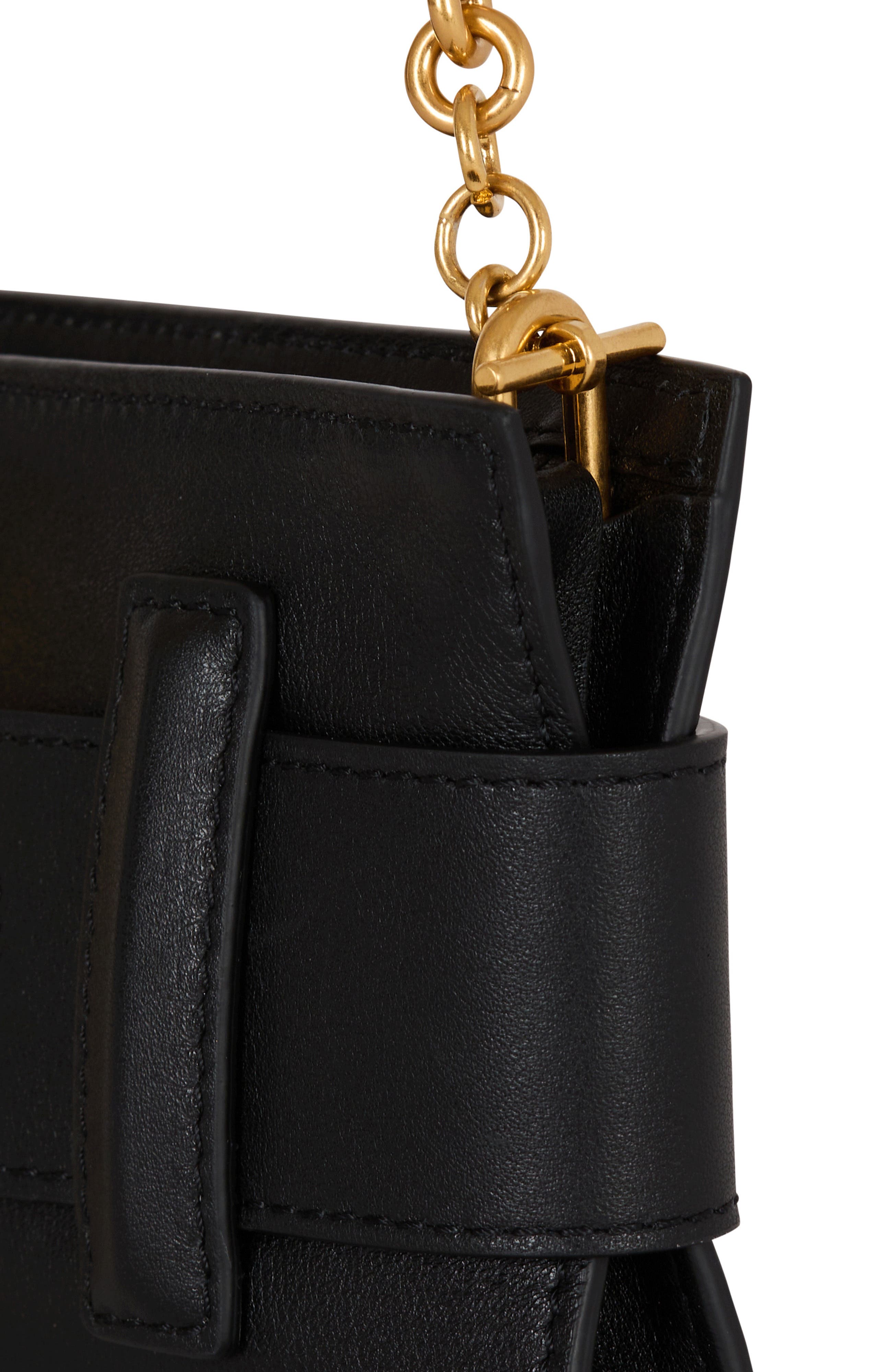 Balmain Anthem Clutch In Calfskin, Alternate, color, Black