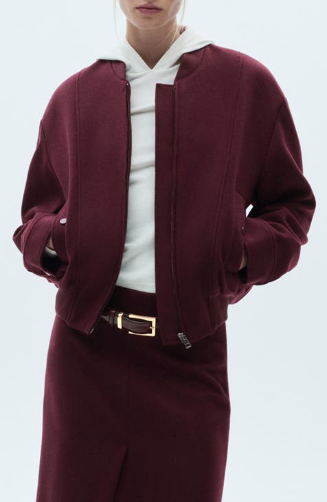 Nordstrom Double Breasted Elongated Peacoat Burgundy offers S New With Tags