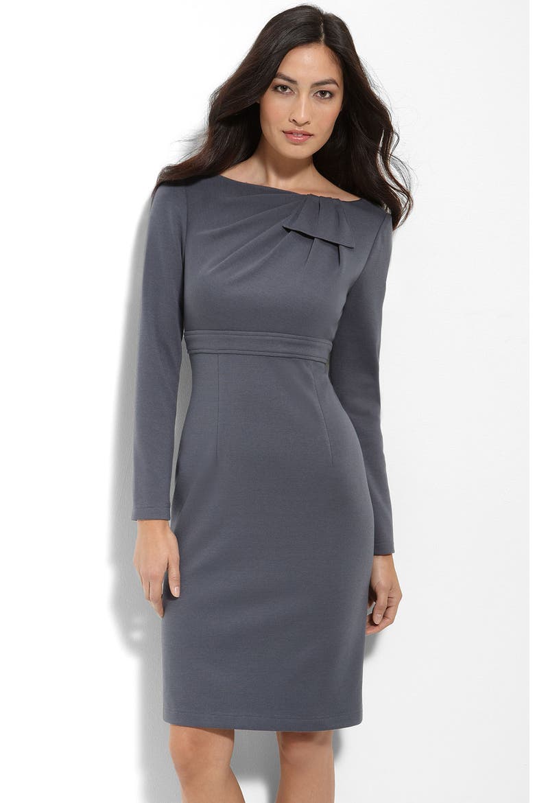 Draped Panel Ponte Knit Sheath Dress, Main, color, STERLING