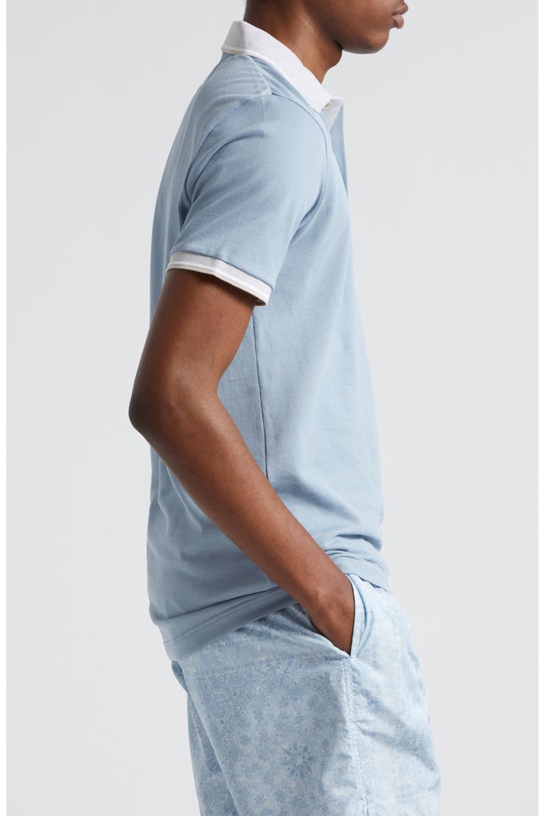 Tipped Piqué Cotton Polo, Alternate, color, BABY BLUE