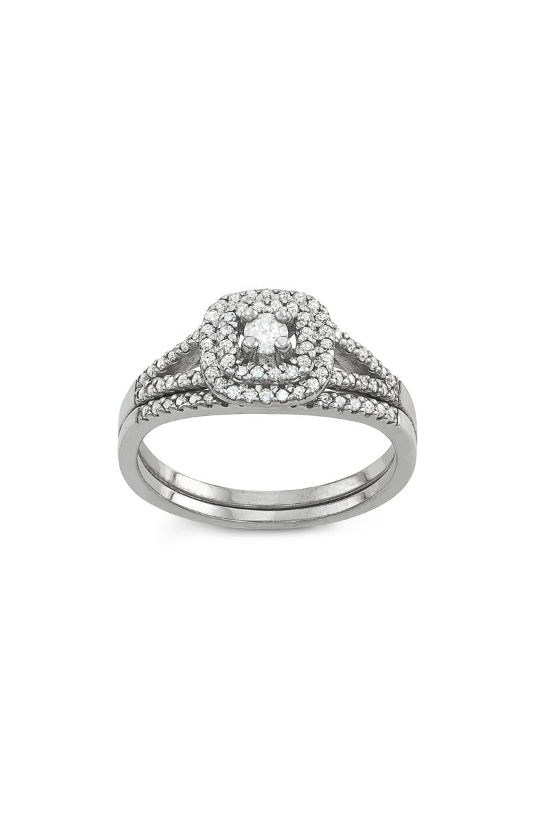 FZN Sterling Silver Diamond Bridal Ring Set - 0.53 ctw, Main, color, Silver