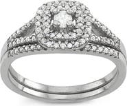 FZN Sterling Silver Diamond Bridal Ring Set - 0.53 ctw