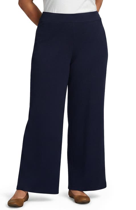 Plus Size Starfish High Rise Pull On Wide Leg Pocket Pants